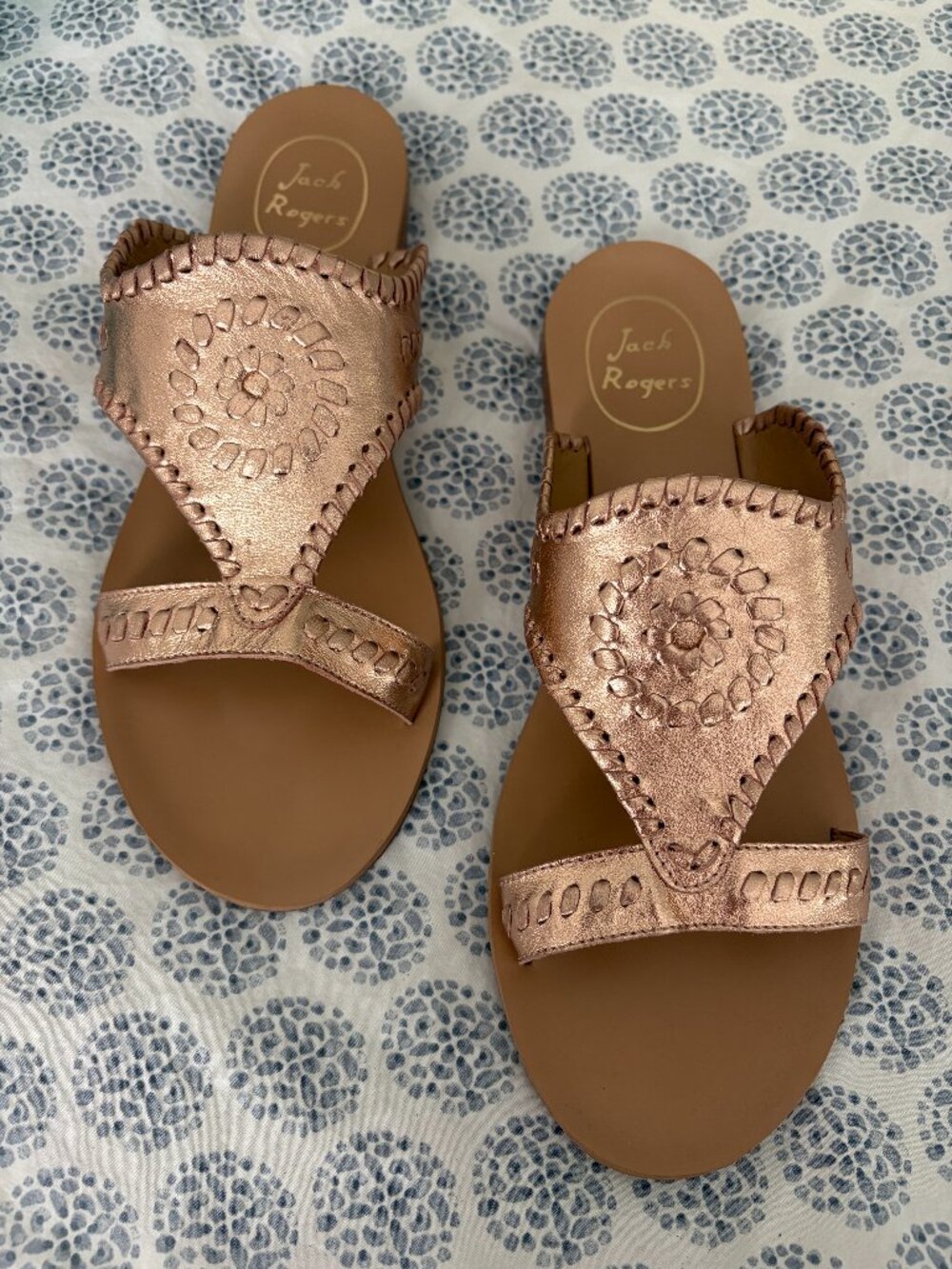 RARE JACK ROGERS Sarah Rose Gold Sandals size 9M